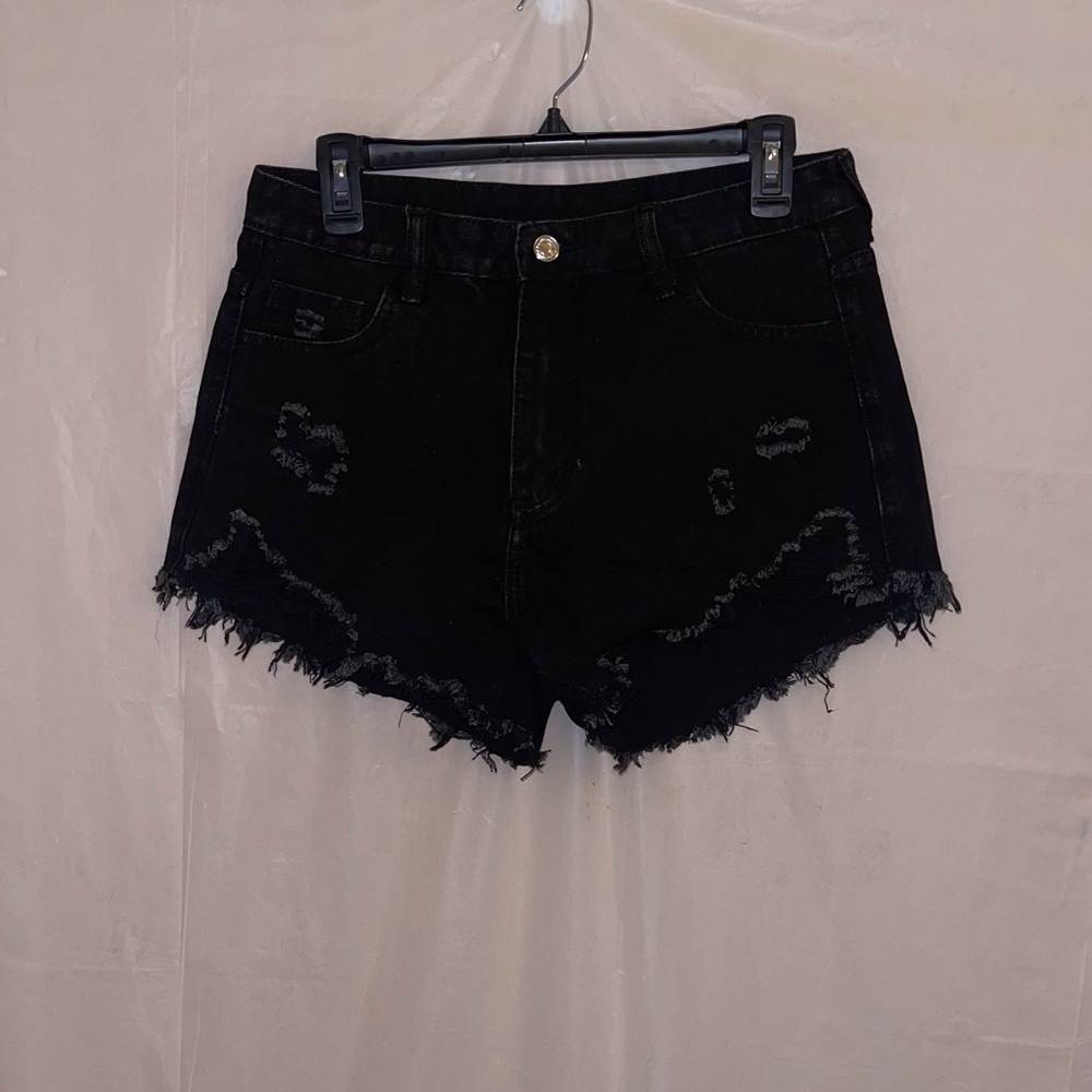 ripped black jean shorts